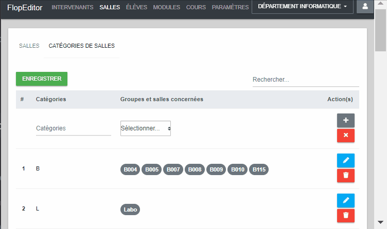 Animation ajout catégorie de salle