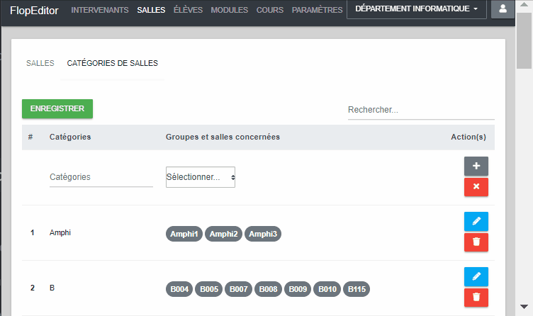 Animation modification catégorie de salle