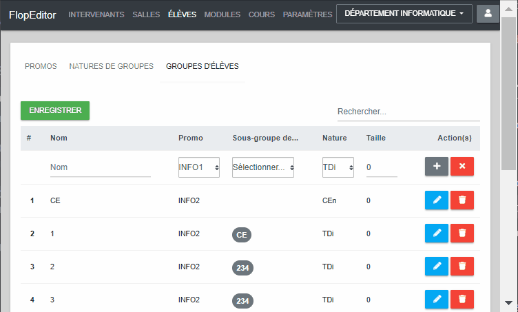 Animation ajout groupe élève