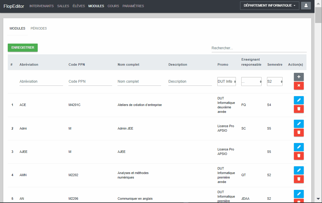 Animation ajout module