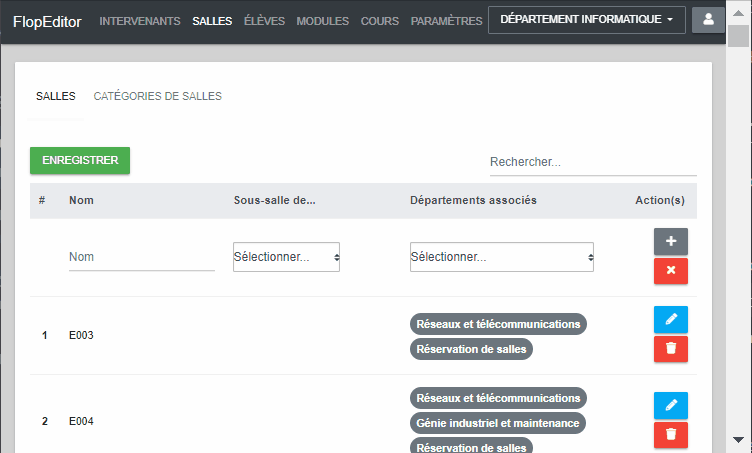 Animation ajout salle